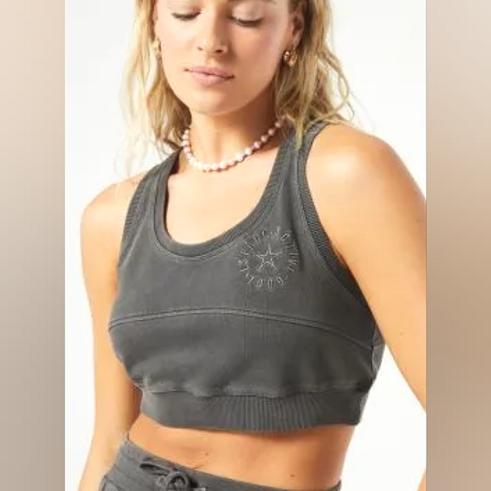 NWT L*Space Active Out of Bounds Crop Top in Washed Black, XL